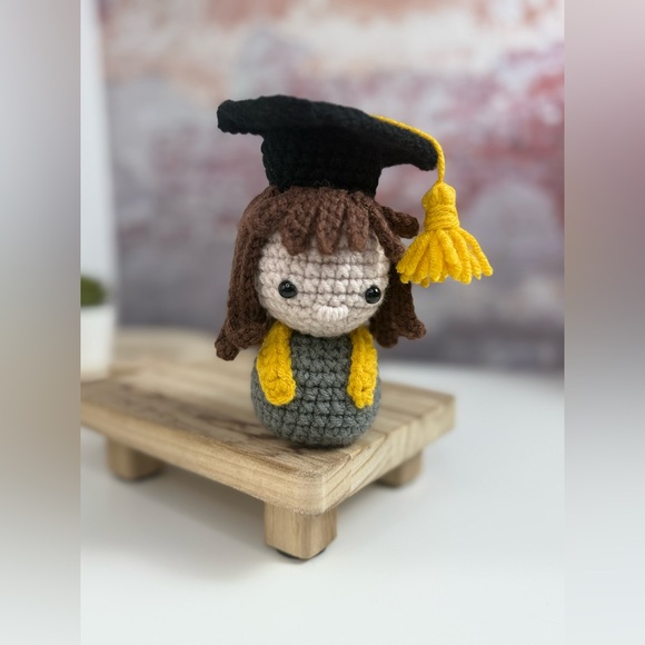 Handcrafted Mini Graduated Amigurumi Girl Crochet Doll Decor - Picture 1 of 13